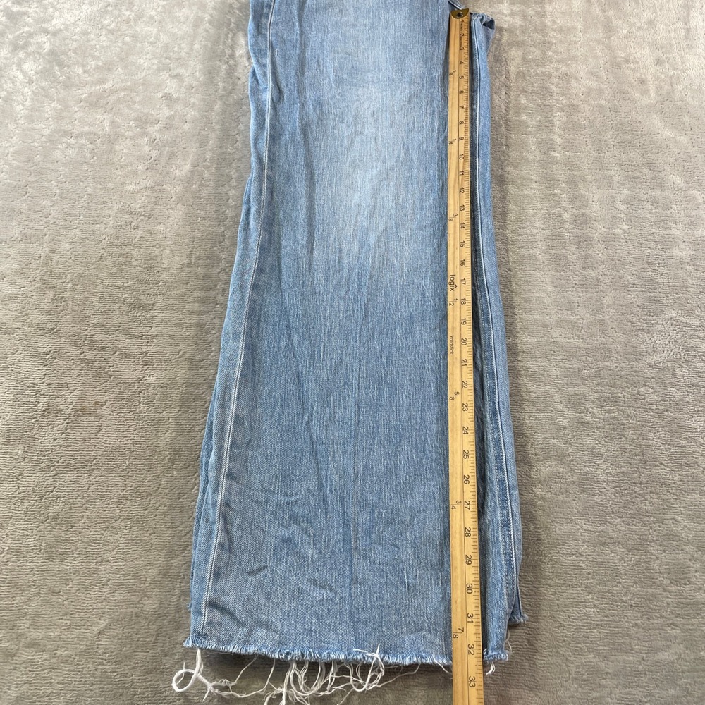 Vervet Blue Wide Leg Jeans Womens 30 Light Wash High Rise Raw Hem Boho Mom - Picture 6 of 11